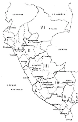 Figura 1 :  Propuesta la Regionalización Transversal del Perú, por  Javier Pulgar Vidal