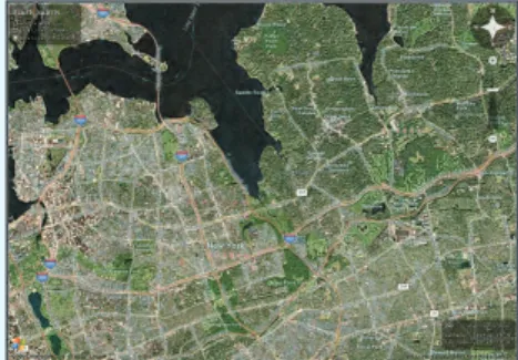 図 34 Flash を使って Google  Maps と Virtual Earth の切り替えや、地図の回転などを実現している。