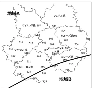 図 . 9 地 域 A と地 域 B 