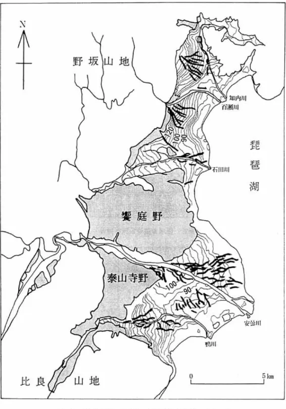 図 一5湖 西 北 部 平 野 の 地 盤 高 と旧 河 道 の 分 布(池 田 ほ か1991)