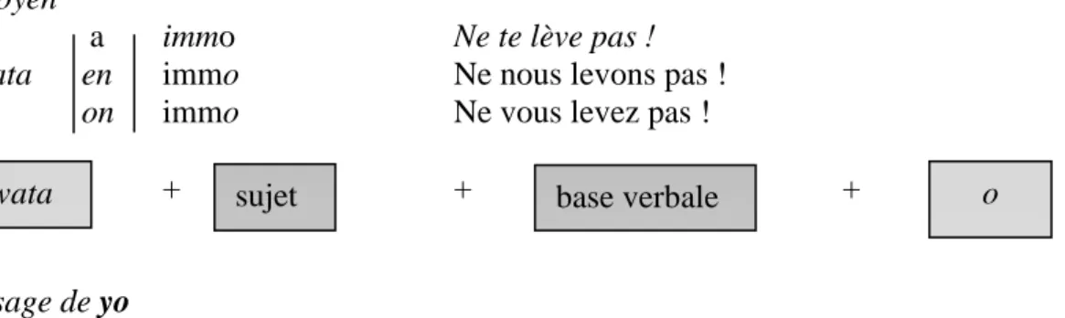 Tableau 8: Usage de yo dans l’expression de l’impératif 