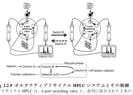 Fig. 2.2.9  オルタナティブリサイクル HPLC システムとその制御