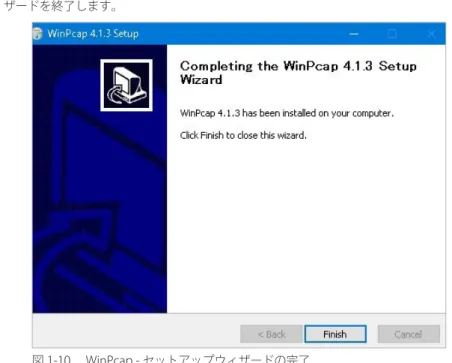 図 1-10  WinPcap - セットアップウィザードの完了