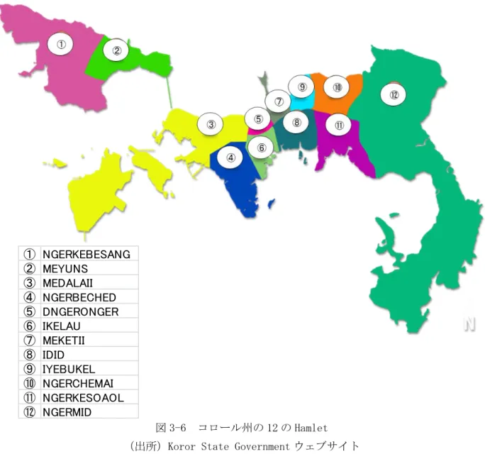 図 3-6  コロール州の 12 の Hamlet 