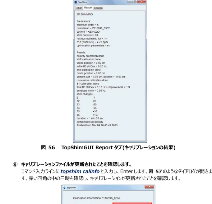 図  56    TopShimGUI Report タブ(キャリブレーションの結果) 