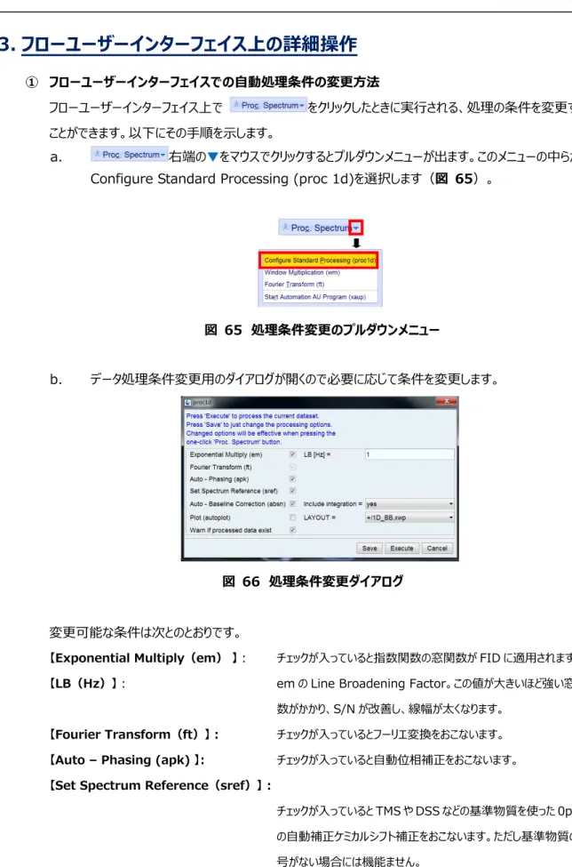 図  65  処理条件変更のプルダウンメニュー 