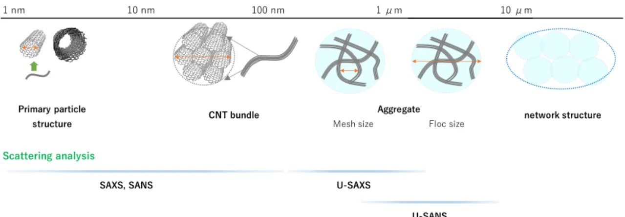 Figure 2-9. Schematic representation of the hierarchical structure in carbon nanotube networks 