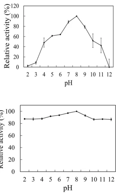 Fig. 2. 5. (A) Optimum pH and (B) pH stability 