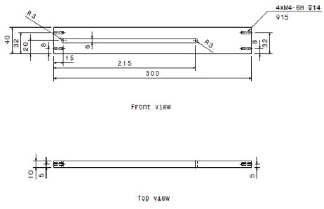 Figure 2.4 An two dimensional engineering drawing for the props of the electrospray setup 