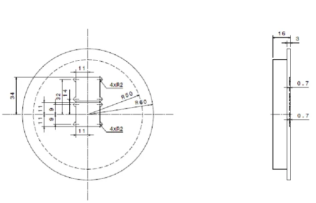Figure 2.10 An two dimensional engineering drawing for the substrate holder of the electrospray setup 