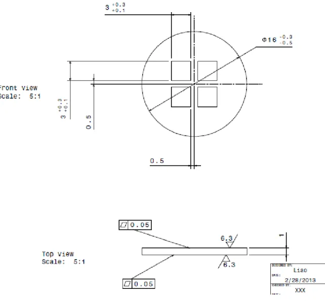 Figure 2.16 An two dimensional engineering drawing for the mask of the tester 
