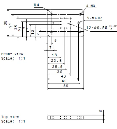 Figure 2.18 An two dimensional engineering drawing for the probe holder of the tester 