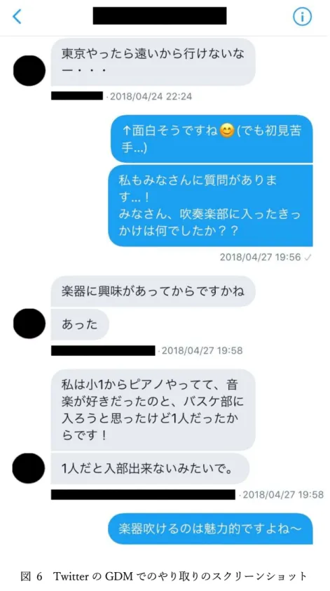 図  6  Twitter の GDM でのやり取りのスクリーンショット 