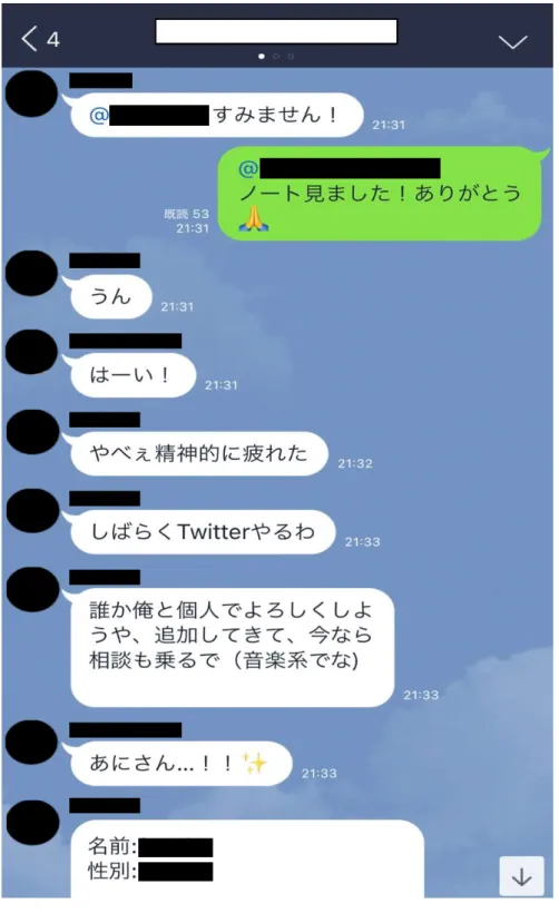 図  7  2018 年 5 月 5 日の A グループでのやり取りのスクリーンショット 