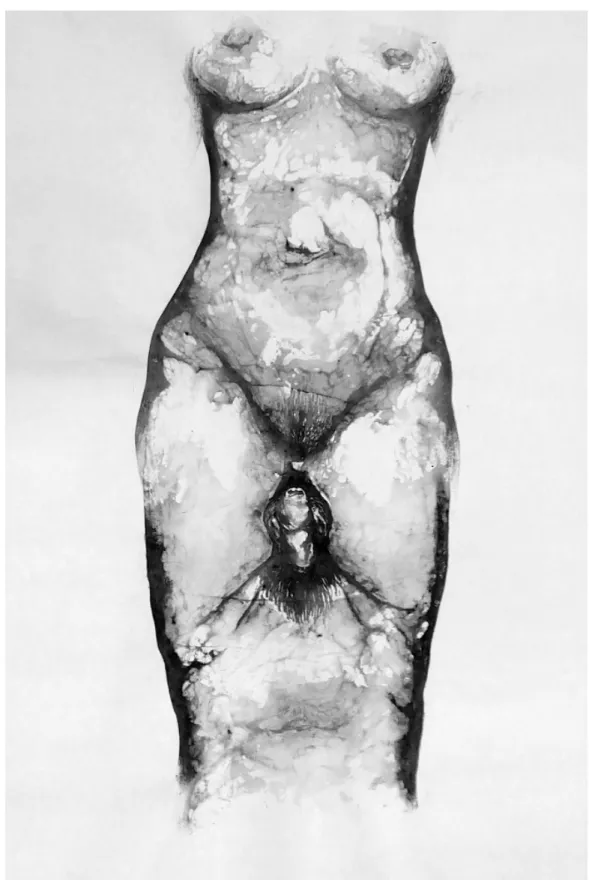 図 43 のプリントは、左半分が男性、右半分が女性の体となっている。 