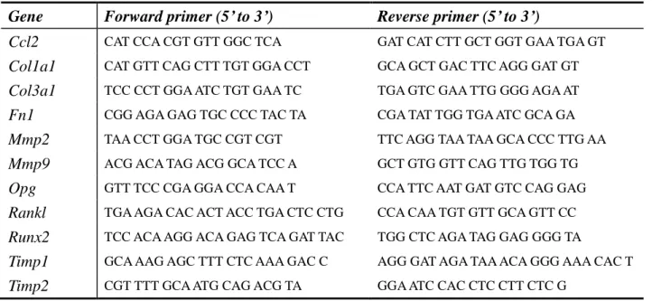 Table 1. Primer sequences of the genes analyzed by quantitative real-time PCR. 