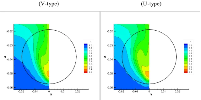 Fig. 3.24  Examples of wake distributions at propeller plane in model scale in 33CT DB