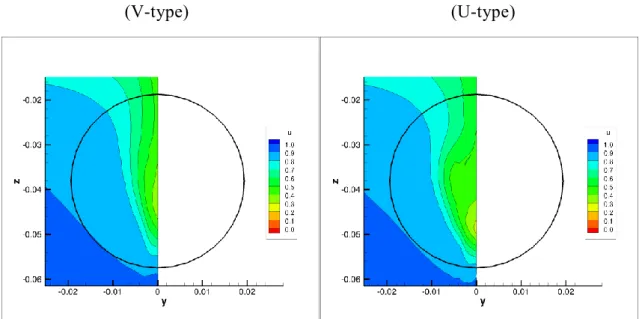 Fig. 3.26  Examples of wake distributions at propeller plane in full scale in 33CT DB