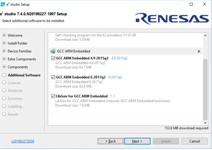 図   5-4 e 2  studio の新規インストールにおける、FreeRTOS デバッグの追加方法 4 