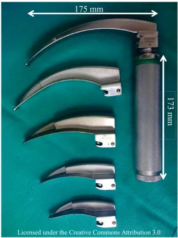 Figure 1.4 Laryngoscope with Macintosh type curved blades. 