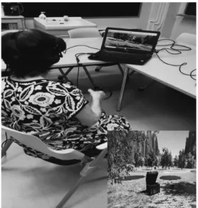 Figure 6. A photo taken of an older adult participant  experiencing our VR training program