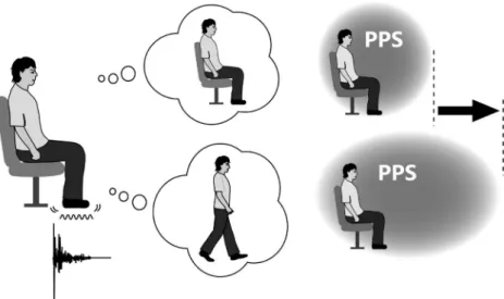 Figure 3. Sole vibration to induce a sensation of walking expands peripersonal space.