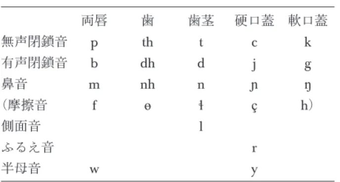 表 10 ディンカ語の母音体系