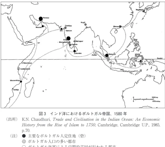 図 3 インド洋におけるポルトガル帝国、1580 年