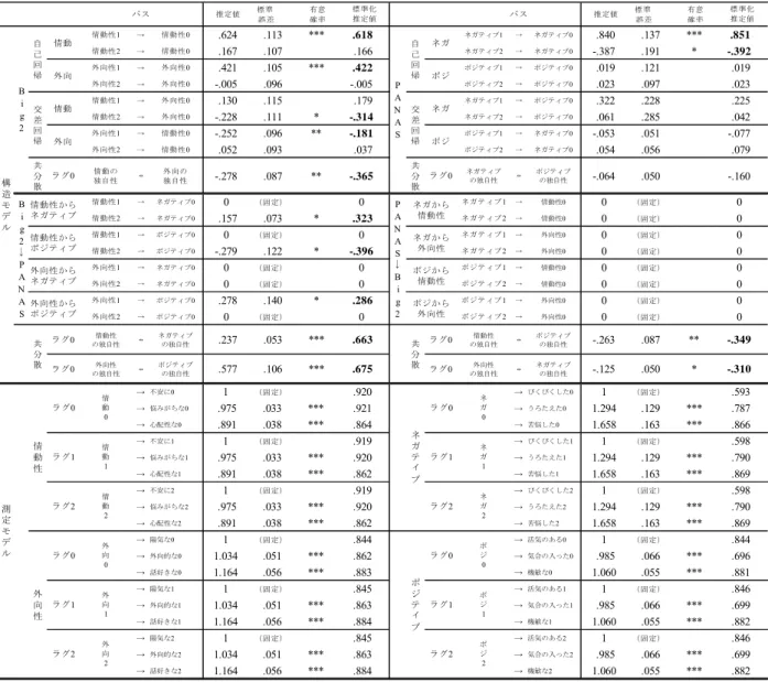 表 5.21 参加者 D の Big 2 と PANAS を結合した個別 DFA 