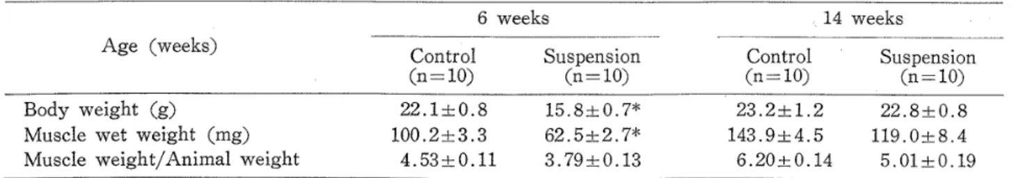 Table 2 Fiber size, and fiber typecomposltlonin control and suspended muscles
