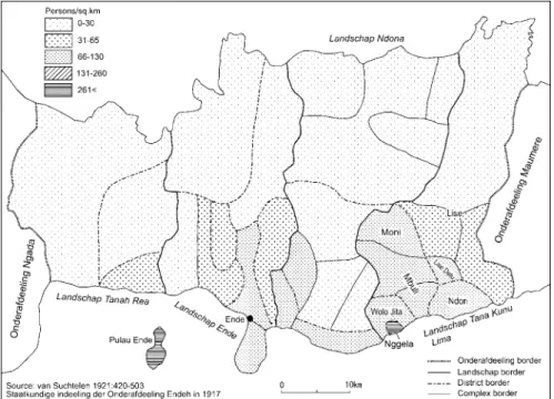 Fig. 5.  Population Density by Administrative Unit in Onderafdeeling Ende in 1917