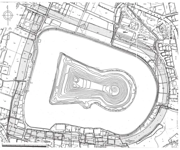 図 3  第 1 段斜面復元図（1/2,000）〔堺市教委 2011〕