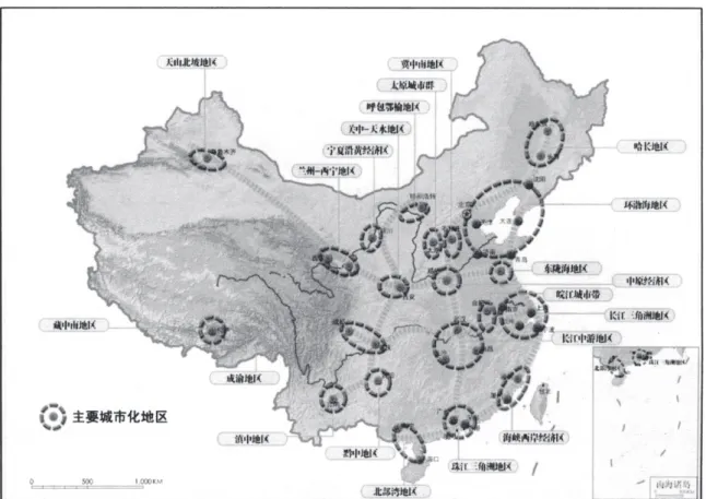 Figure 2: Chinese main economic areas and their network