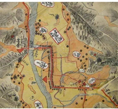 図 1-5  元文 5 年「防長地下一村限明細絵図 明木村」［部分］、