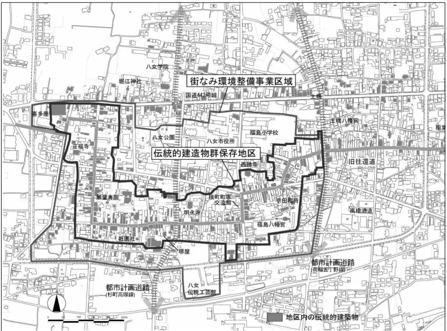 図 4-1  八女福島地区の説明図 
