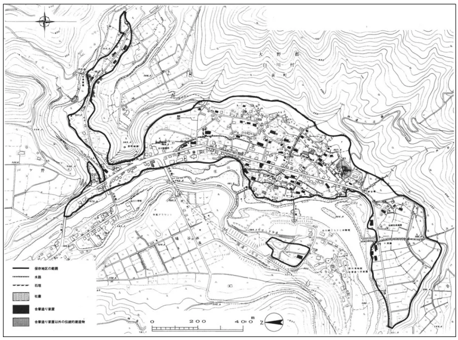 図 1-1  荻町伝統的建造物群保存地区  （白川村教育委員会資料） 