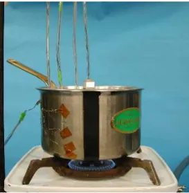 Fig. 2.15: 熱電対を貼り付けた鍋