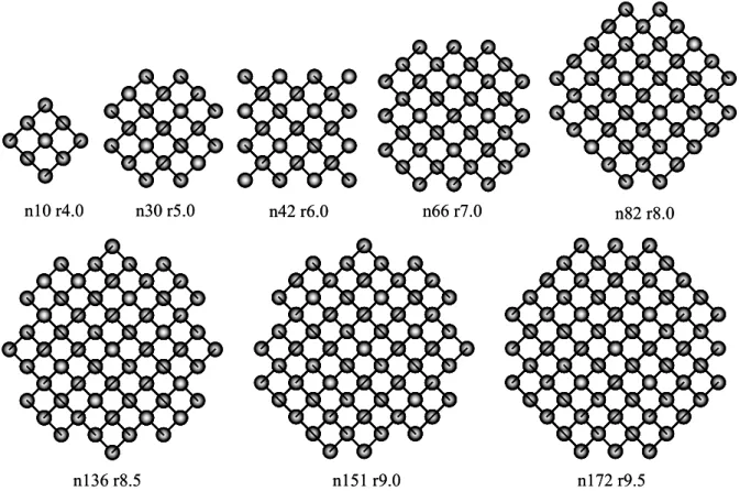 Fig. 3-1 Sets of seed atoms for crystal nucleation. 