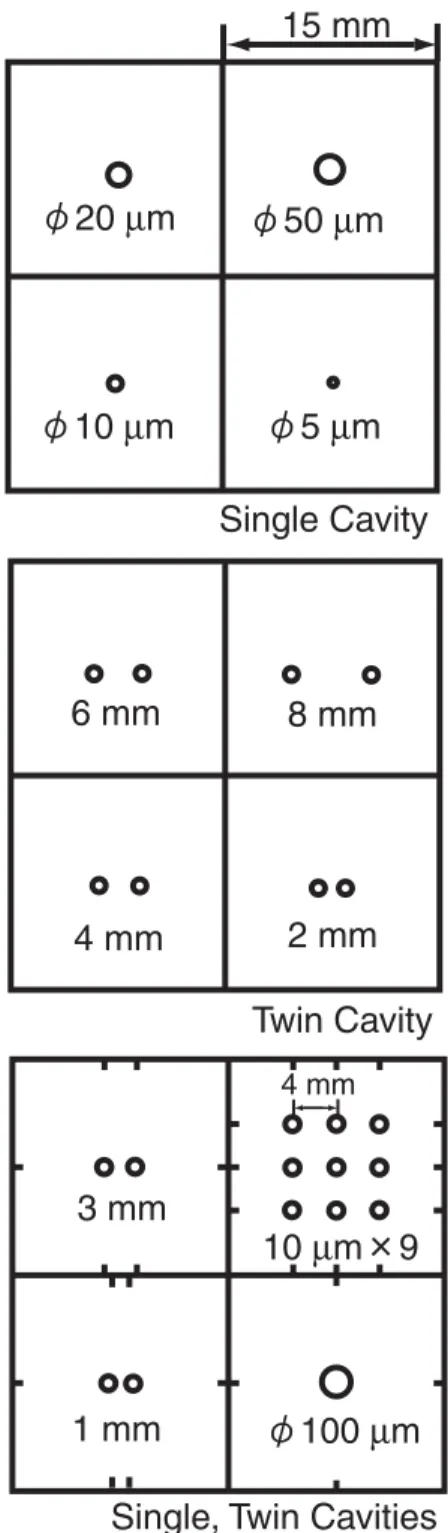 Fig. 2. 11 Mask patterns for single, twin cavities.