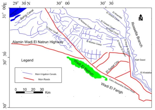 Figure 3.4: Surface water systems in the north and east of the study area after (Embaby, 2003)