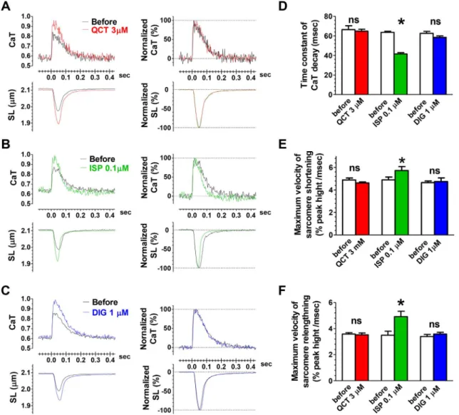 Fig. 5. Eﬀects of QCT on the mechanical properties of skinned cardiac muscle ﬁbers. A
