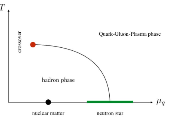 Figure 1.2: The QCD phase diagram in T -µ q plane.