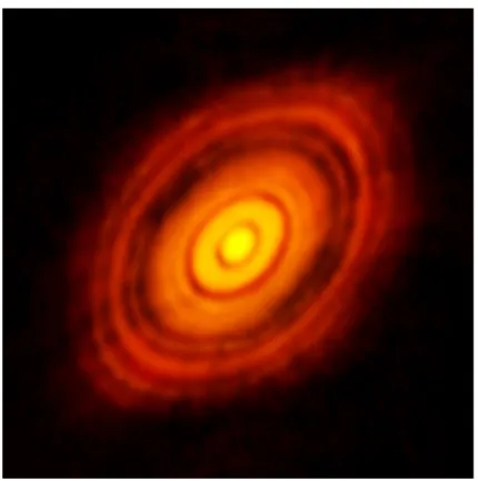 Figure 1.2. Circumstellar disk around protostar HLTau. Several gaps and rings are clearly seen