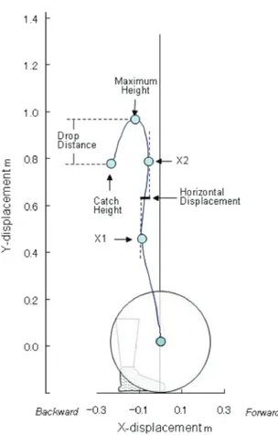 Figure 1 Sample of barbell trajectory and kinematic parameters from X and Y displacement