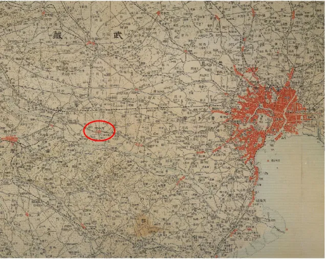 図 4-1  大正 5（1916）年の東京府における府中町の位置 