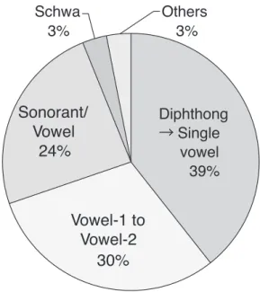 Figure 3. This pie chart represents the subcategories of vocalic reinterpretations.