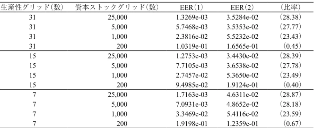 表 5　Euler Equation Residuals の計算結果