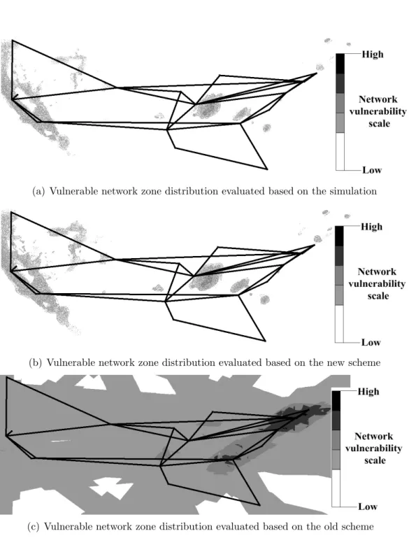 Figure 3.5: Illustration of LFP vulnerable network zone distribution for all links