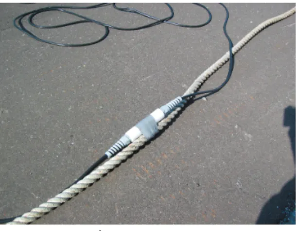 Fig. 8 Thermometer and cable set up in mooring rope.