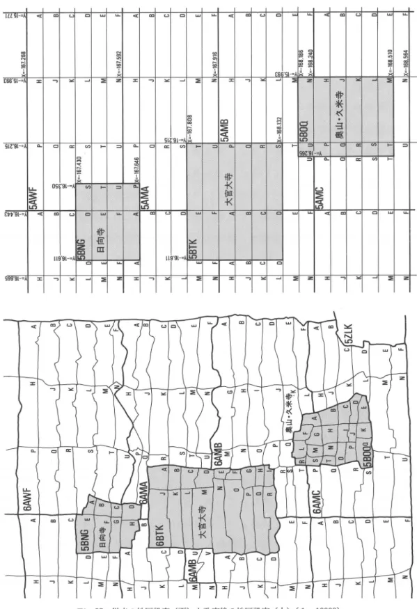 Fig 57  従来の地区設定 (下 )と 改定後の地区設定 (上 )(1:10000)